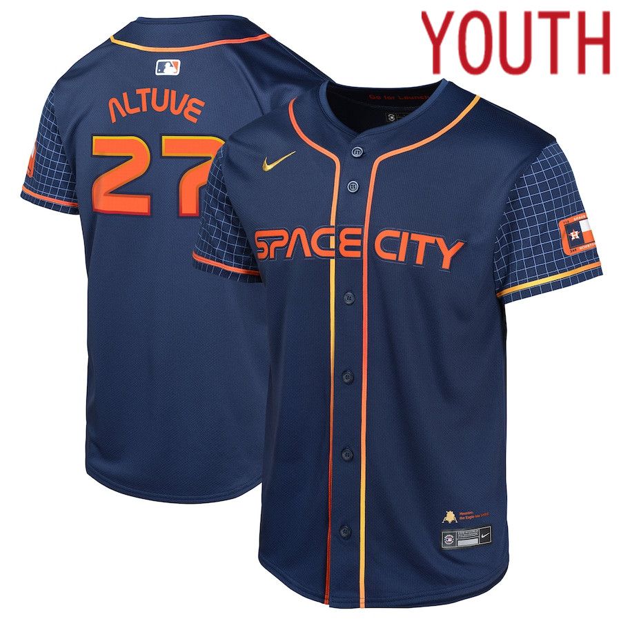 Youth Houston Astros #27 Jose Altuve Nike Navy City Connect Limited Player MLB Jersey->->Youth Jersey